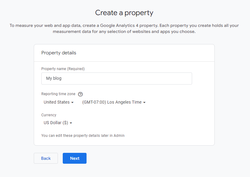 An image showing the property creation screen.